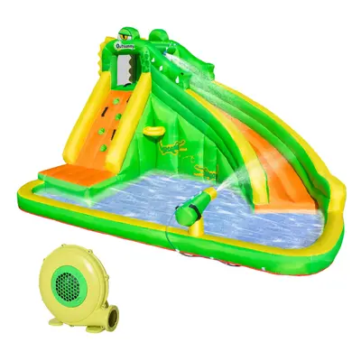 Outsunny Kids Bouncy Castle with Slide Pool Basket Gun Climbing Wall W/ Blower