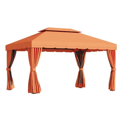 Outsunny 3m x 3.6m Aluminium Gazebo Canopy Patio Marquee Party Tent Orange