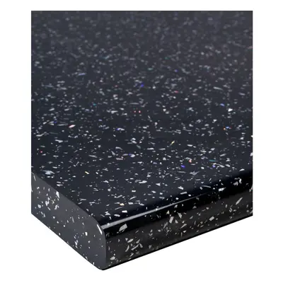 (1000 x 600mm, No Cut) Black Sparkle Gloss Laminate Kitchen Worktop 40mm