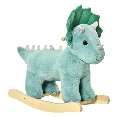 HOMCOM Kids Plush Ride-On Rocking Horse Triceratops-shaped