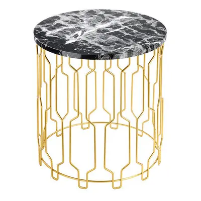 (Black) LPD GRACE END TABLE - BLACK OR WHITE MARBLE EFFECT