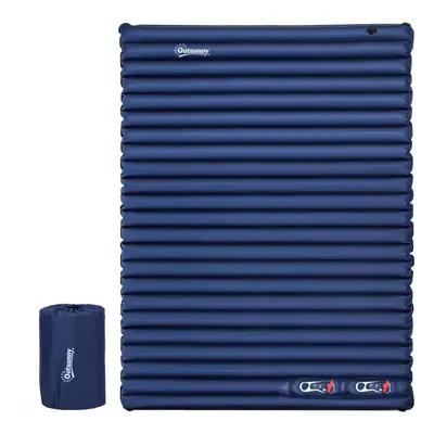 Outsunny Portable Inflatable Camping Bed with Double Mattress Navy Blue