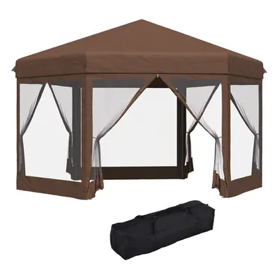 Outsunny 4x4m Garden Gazebo Tent Outdoor Metal Adjustable Sunshade w/ Net