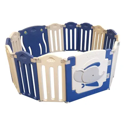 (Blue Panel) QTbabies Foldable Playpen for Baby and Toddlers