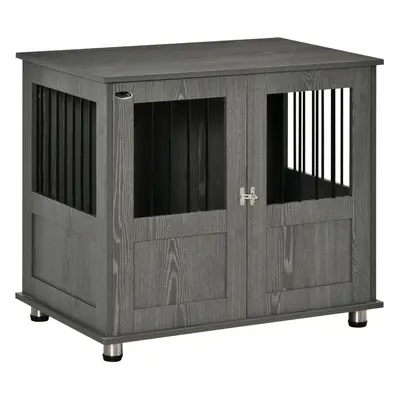 PawHut Dog Crate Kennel Cage for Small Medium Dog, Indoor End Table, Grey