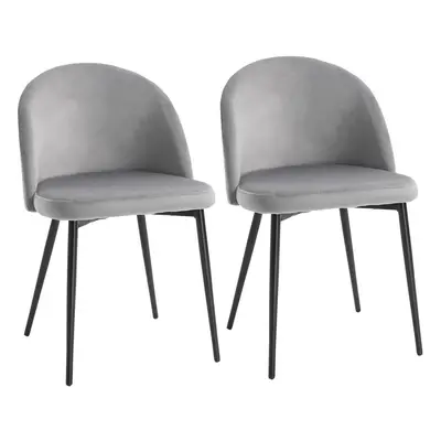 HOMCOM Modern Upholstered Fabric Bucket Seat Dining Chairs Set of Grey