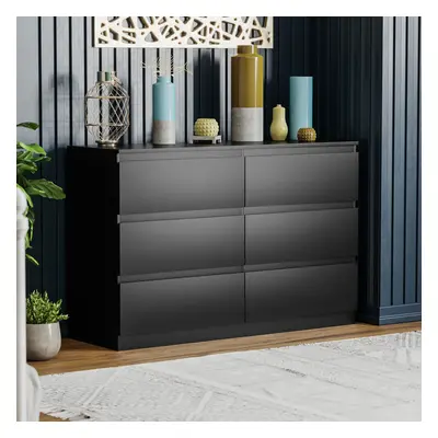 (Black) Denver Drawer Chest Wide Bedroom Garment Storage