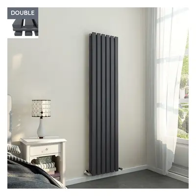 Lulea x 410mm Anthracite Double Rectangular Panel Vertical Radiator