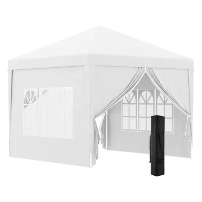 Outsunny 3mx3m Pop Up Gazebo Party Tent Canopy Marquee with Storage Bag White