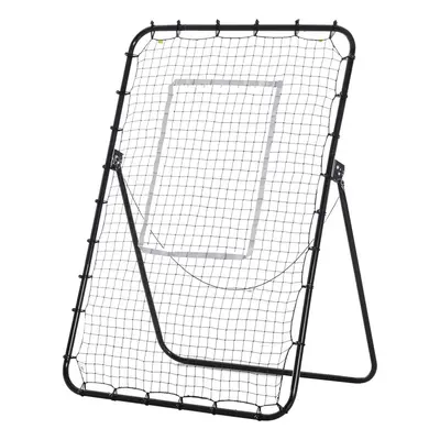 HOMCOM Foldable Football Rebounder Net Adjustable Angles with Target Zone, Black