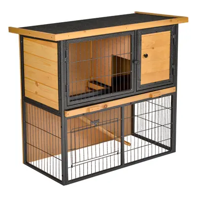 PawHut Wood-metal Rabbit Hutch Elevated Pet House Outdoor 89.5 x x 81cm