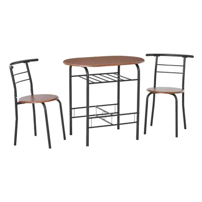 HOMCOM 3-Piece Bar Table Set Stools Industrial Dining Room W/ Storage Shelf