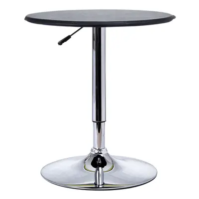 HOMCOM 93cm Adjustable Round Bar Table w/ PVC Leather Steel Base Bistro Black