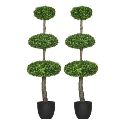 HOMCOM 110cm Artificial Plants Boxwood Ball Topiary Trees Set of in Pot