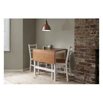 Annika Dropleaf Dining Table in Classic White & Natural Pine