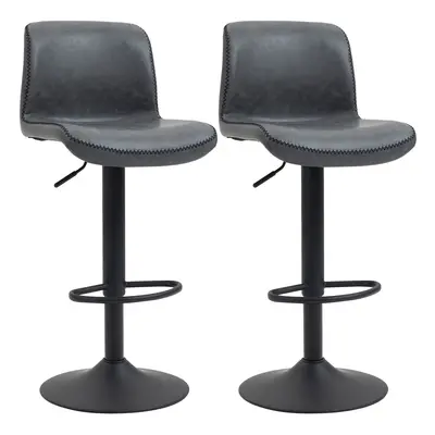 HOMCOM Retro Barstools Set of PU Leather Adjustable Height Swivel Bar Chairs