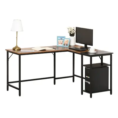 HOMCOM Computer Desk with Adjustable Storage Shelf Compact Gaming Workstation