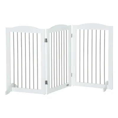 PawHut Foldable Dog Gate, Freestanding Pet Gate with Two Support Feet