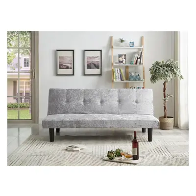 (Silver) Single Crush Velvet Sofa Bed in Silver Gold Steel or Black