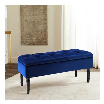 Buttoned Velvet Ottoman Storage Box Chest Bench Seat Toy Trunk Cabinet