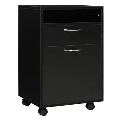 HOMCOM 60cm Filing Cabinet with Drawers and Open Shelf, Black