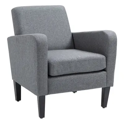 HOMCOM Modern Armchair Accent Chair with Rubber Wood Legs for Bedroom Grey