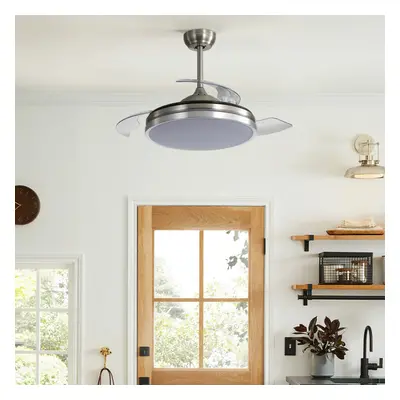 Smart Retractable Ceiling Fan with Lights Inch Modern LED Ceiling Fan Lights with Remote Control