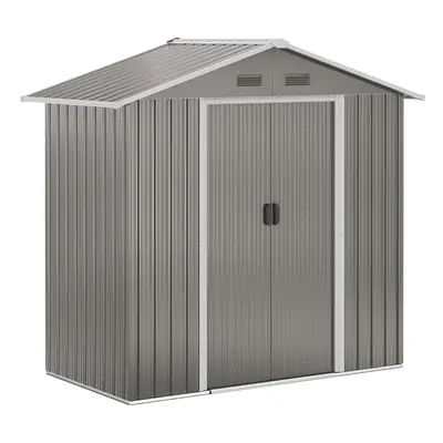 Outsunny 6.5x3.5ft Metal Garden Shed for Garden and Outdoor Storage, Grey