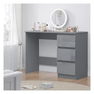 FWStyle Dressing Table Grey Gloss Drawers with Matt Frame