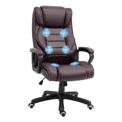 Vinsetto High Back Points Vibration Massage Executive Office Chair, Brown