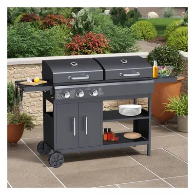 BillyOh Montana Black Dual Fuel Gas and Charcoal Hybrid BBQ