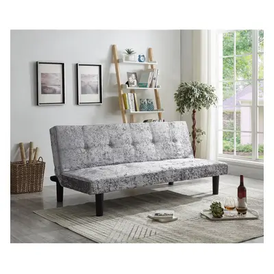 (Steel) Single Crush Velvet Sofa Bed in Silver Gold Steel or Black