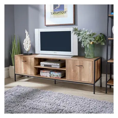 TV Unit Media Stand Storage Cabinet Oak Finish Cupboard Shelf Storage