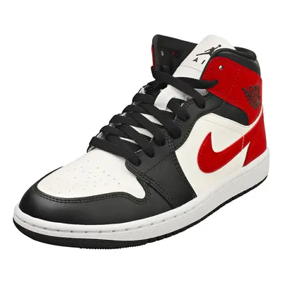 (7.5) Nike Air Jordan Mid Womens Fashion Trainers in Black White Red