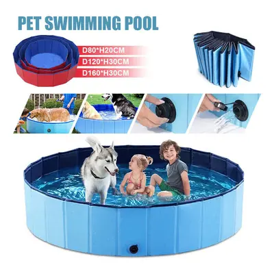 ( Size : 160cm ( Dia ) x ..., Blue) LARGE FOLDING PET BATH DOG SWIMMING POOL PORTABLE BATH PADDL