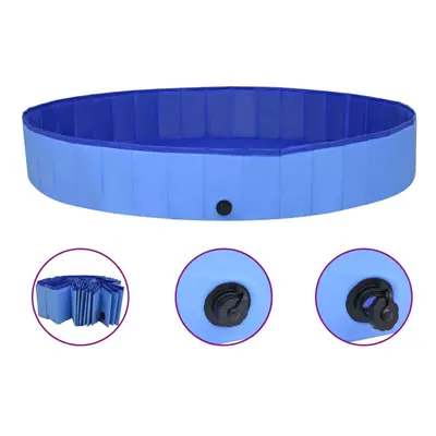 vidaXL Foldable Dog Swimming Pool Blue 200x30 cm PVC Pet Wash Playpen Bathtub