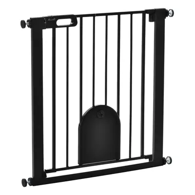 PawHut cm Pet Safety Gate Pressure Fit Stair w/ Small Door Double Locking