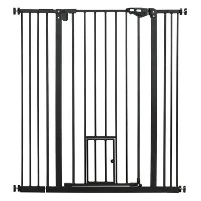 PawHut Extra Tall Dog Gate with Cat Door Auto Close for Stairs cm Wide