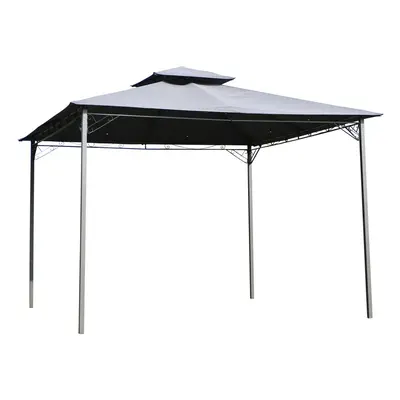 Outsunny 3x3(m) Outdoor Patio Gazebo Steel Canopy Tent Pavilion 2-Tier Roof Top