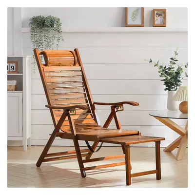 Bamboo Foldable Indoor and Outdoor Recliner Lounge Chair with Footrest