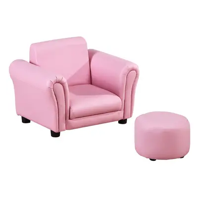 HOMCOM Kids Sofa Chair Set Armchair Seating Seat Bedroom Playroom Stool Pink