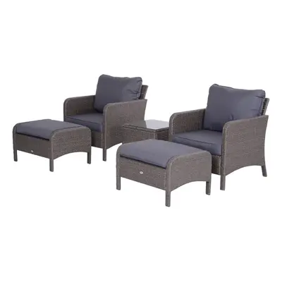 Outsunny Pieces Outdoor Patio Furniture Set Wicker Conversation Set Dark Grey