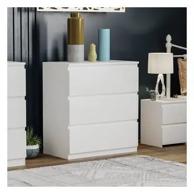 (White) Denver Drawer Bedside Chest Side Garment Cabinet