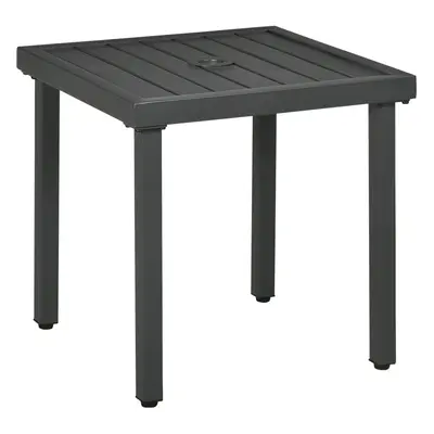 Outsunny Garden Side Table Coffee Table with Umbrella Hole for Patio Balcony