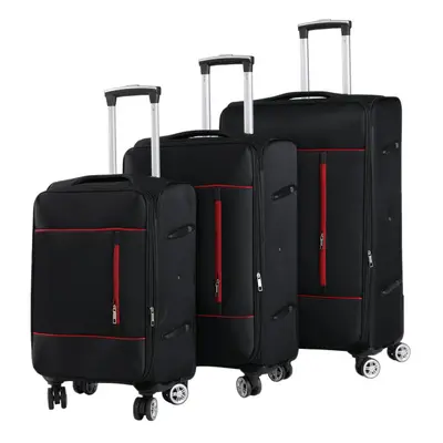 (Black 3PC Set) Cabin Luggage Lightweight Suitcase Set Wheels