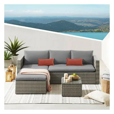 (Without Cover) EVRE Malibu Grey Rattan Outdoor Furniture Set