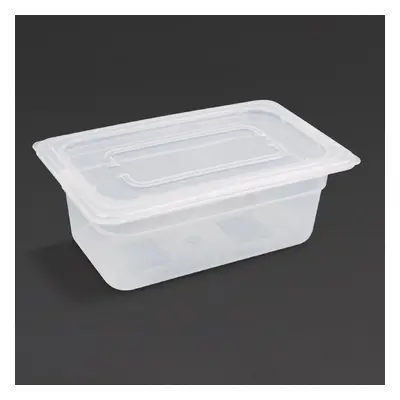 Vogue Polypropylene 1/4 Gastronorm Container with Lid 100mm (Pack of 4) - [GJ523]