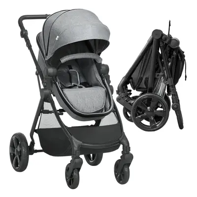 HOMCOM in Pushchair Stroller w/ Reversible Seat Single Hand Foldable Grey