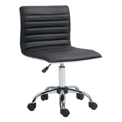 HOMCOM Armless Mid-Back Adjustable Office Chair with Swivel Black