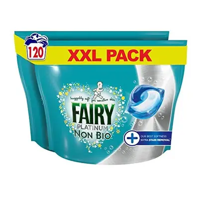 Fairy Non-Bio Platinum PODS, Washing Liquid Laundry Detergent Tablets / Capsules, Washes (60 x 2